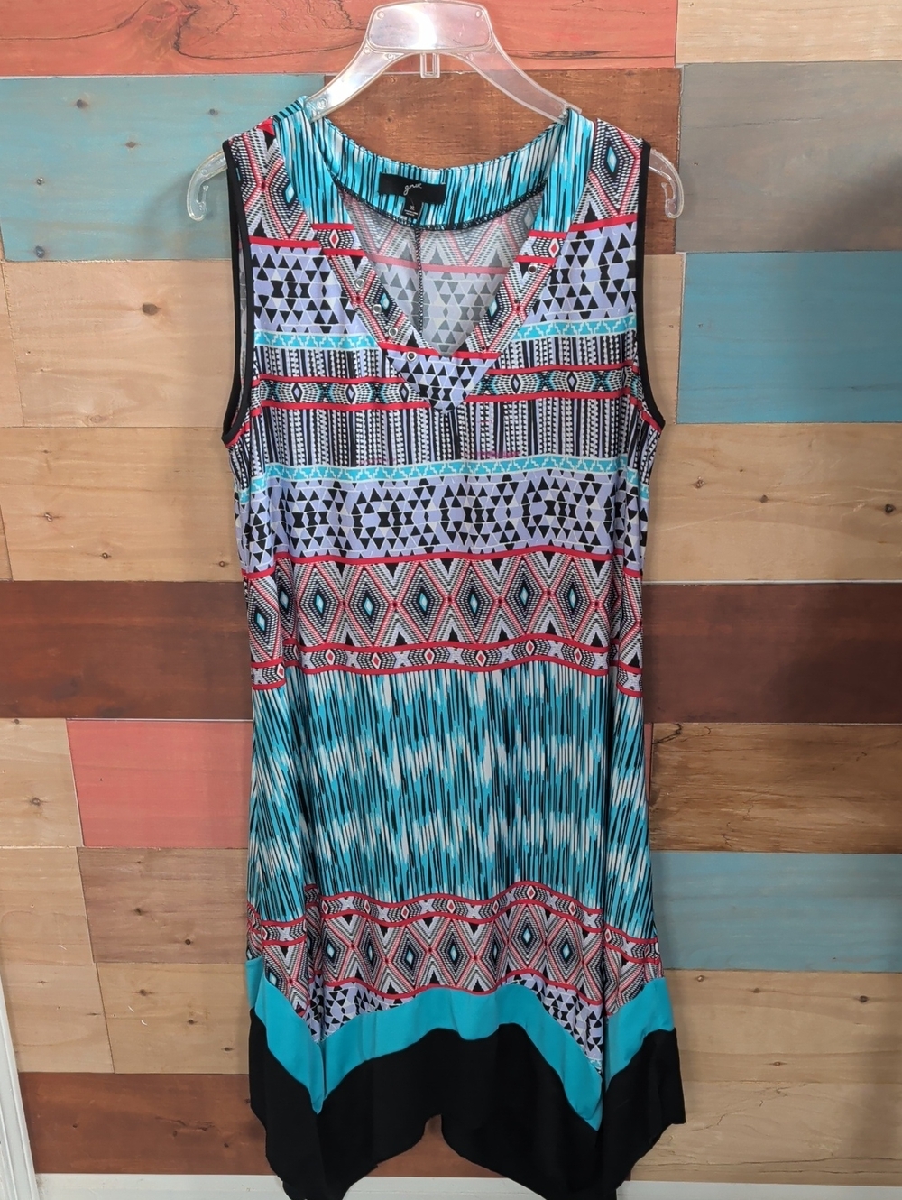 GNW Turquoise Multi-Pattern Midi Dress